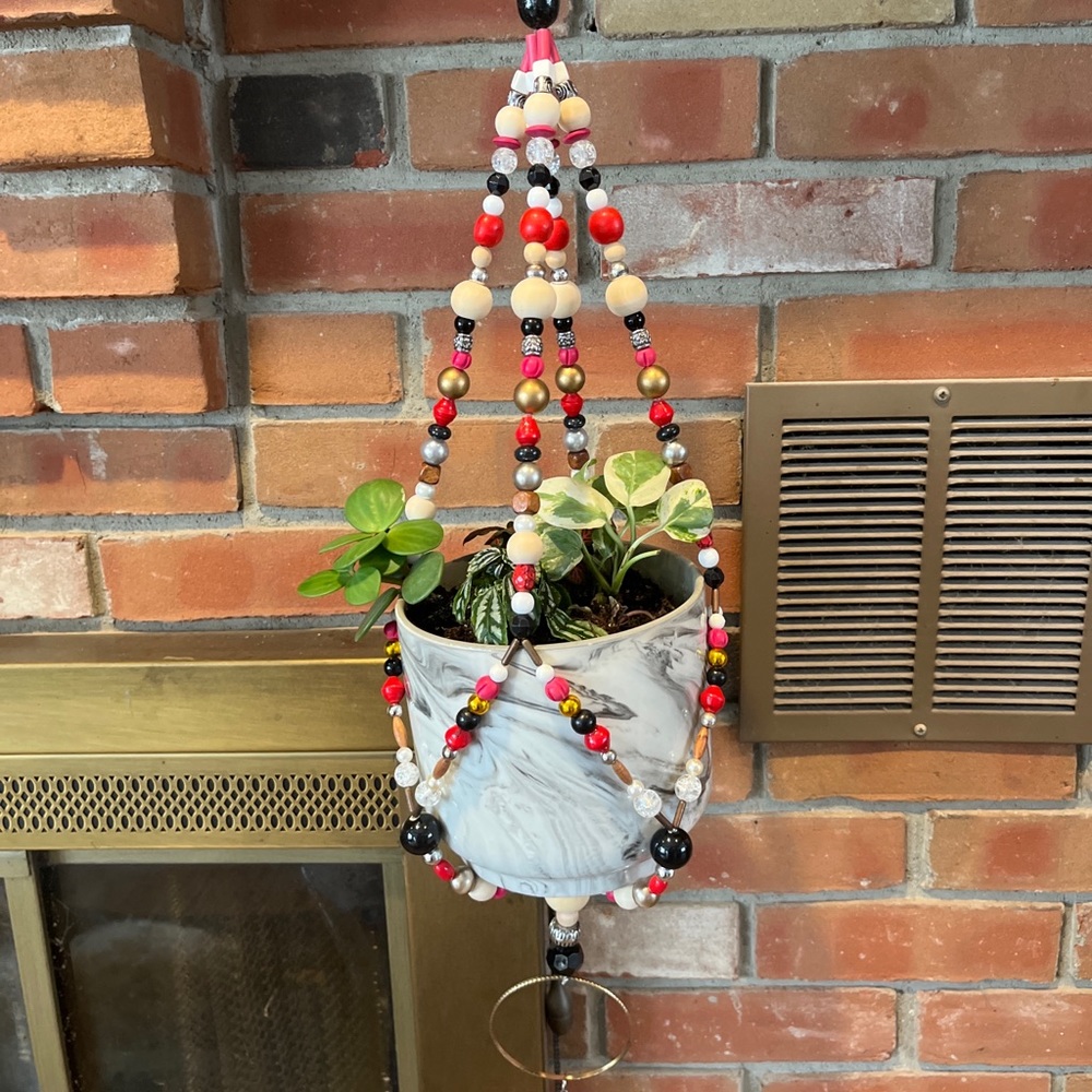 Beaded Plant hanger BoHo/hippie/Houseplants